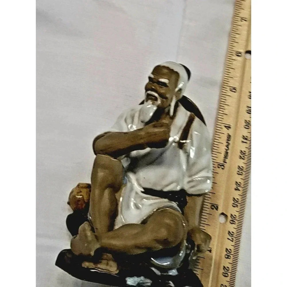 VINTAGE WANJIANG CHINA CHINESE SHIWAN MUDMAN FISHERMAN 5" FIGURINE SEE PHOTOS - Picture 14 of 16